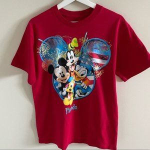 Retro Disney World Mickey Mouse Fab Four Red Oversized Tee Shirt Size Medium